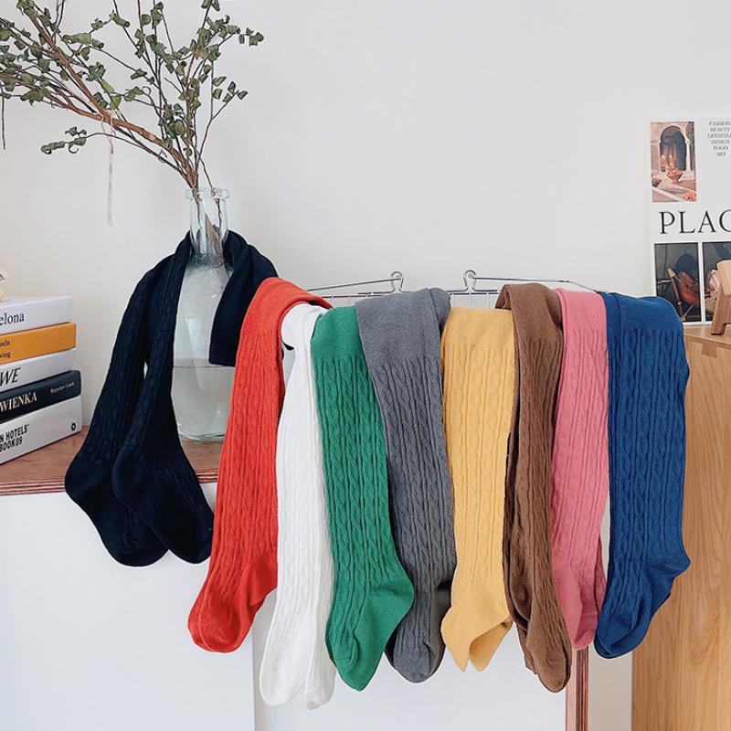 Детские колготки Весна и Осень Новые Однотонные с Узором «Косичка» Леггинсы для Девочек