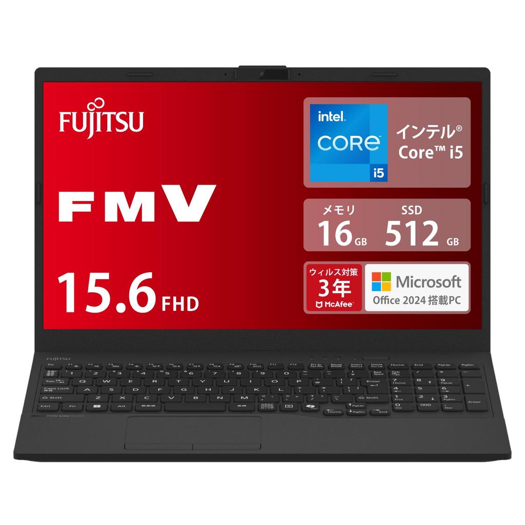 Fujitsu Laptop FMV Lite Office AH Series WA1/J2 (MS 2024/Win 11/15.6-inch/Core i5/16GB/SSD 512GB) FMVWJ2A152_AZ