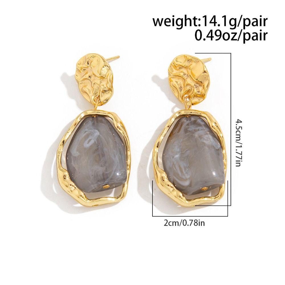 Resin Stud Earrings Vintage Square Stone Earrings New Zircon Earrings  Women Jewelry