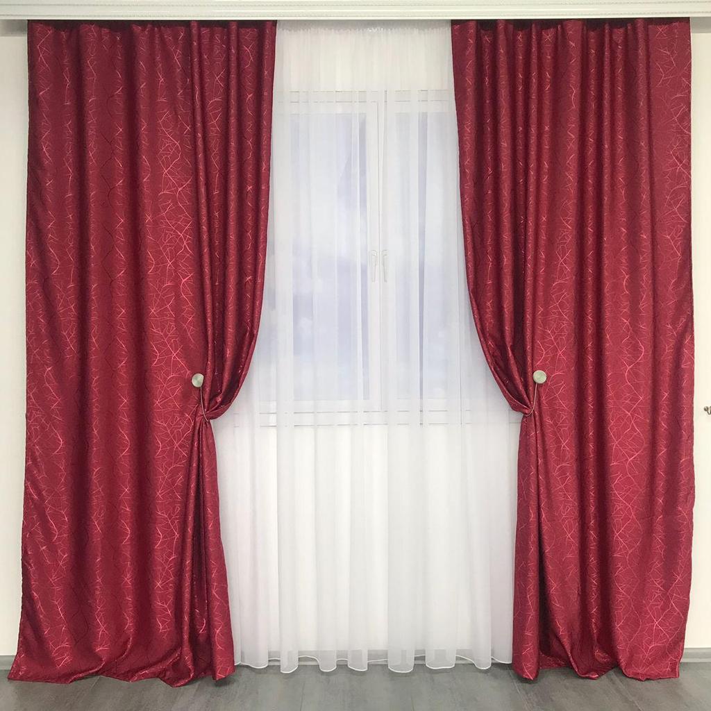 Шторы премиальные плотные Blackout на тесьме "ALBO" (150x270 см), для спальни и гостиной