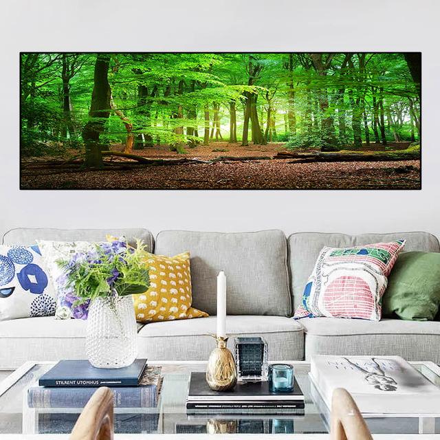 Landscape Sunlight Green Trees Leaves Forest Canvas Painting Nature Posters and Prints Wall Art Pictures Home Decor No Frame