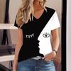 Summer V-neck Face Graphic 3D Printed Top Fashionable Casual Short Sleeved Women's T-shirts