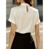 Women's Summer Solid Satin Short Sleeve Casual Commute Blouse Shirt