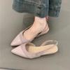French Gentle Fairy Wedge Heel Single Shoes New Temperament Elegant Leather Surface Pointed Head Shallow Mouth Empty Commuter Sandals