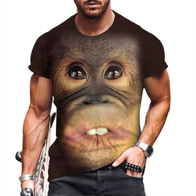 Fashion Animal Monkey Printed Kids Adult T-shirt Summer Women's and Men's Casual Outdoor Girl and Boy Short Sleeve Tees Top Pullover