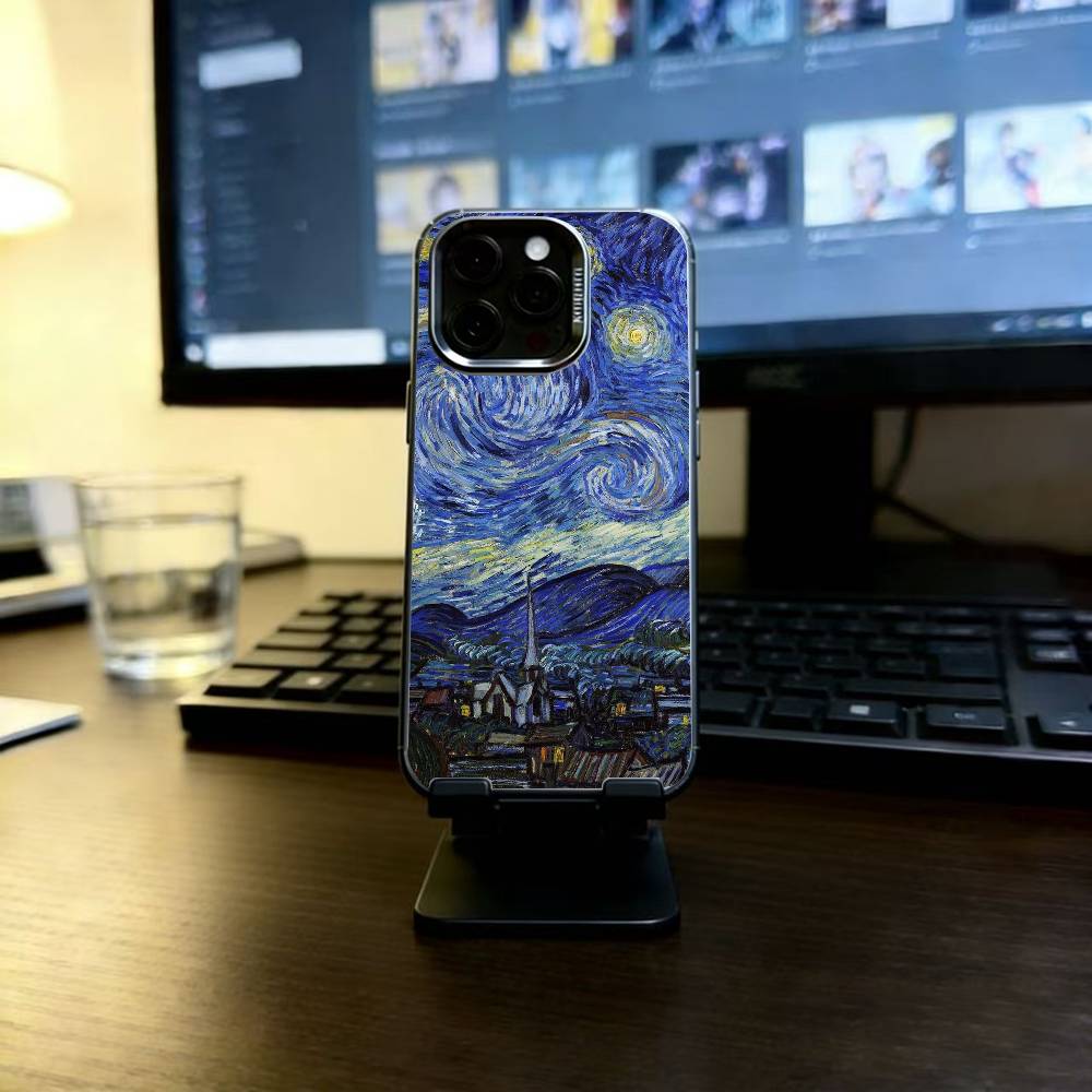 Чехол для телефона 'Звездная ночь' Ван Гога Подсолнухи Для iPhone 17,16,15,14,13,12,11 Plus,Pro Max,XS,Красочный Серебряный Чехол для телефона Funda Cover
