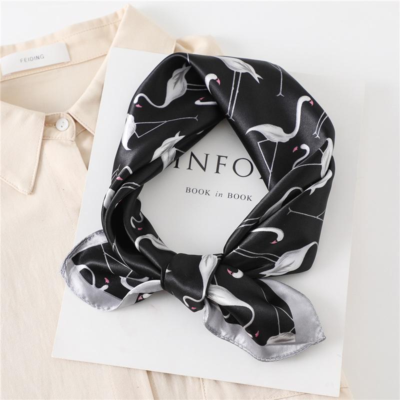 60cm Women'S New Versatile Simulated Silk Neck Protection Sunscreen Small Square Scarf Professional Scarf Headscarf