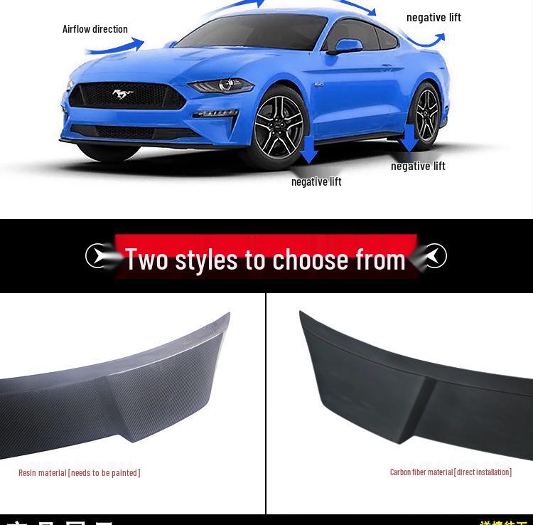Carbon Fiber Spoiler Body Kit for 15-23 Ford Mustang: Modified Pressure Tail Wing for Three Generations