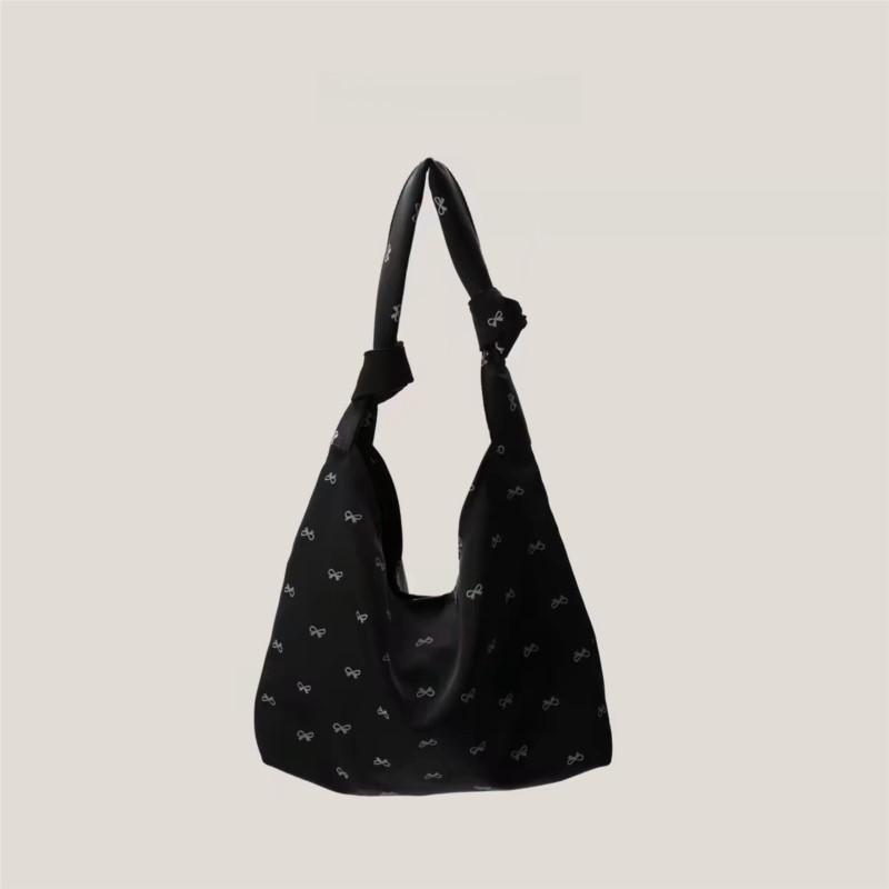 JIAERDI Retro Casual Bow Print Canvas Bag Purse Women Portable Large Capacity Tote Bag Female Shopping Canvas Shoulder Bags New