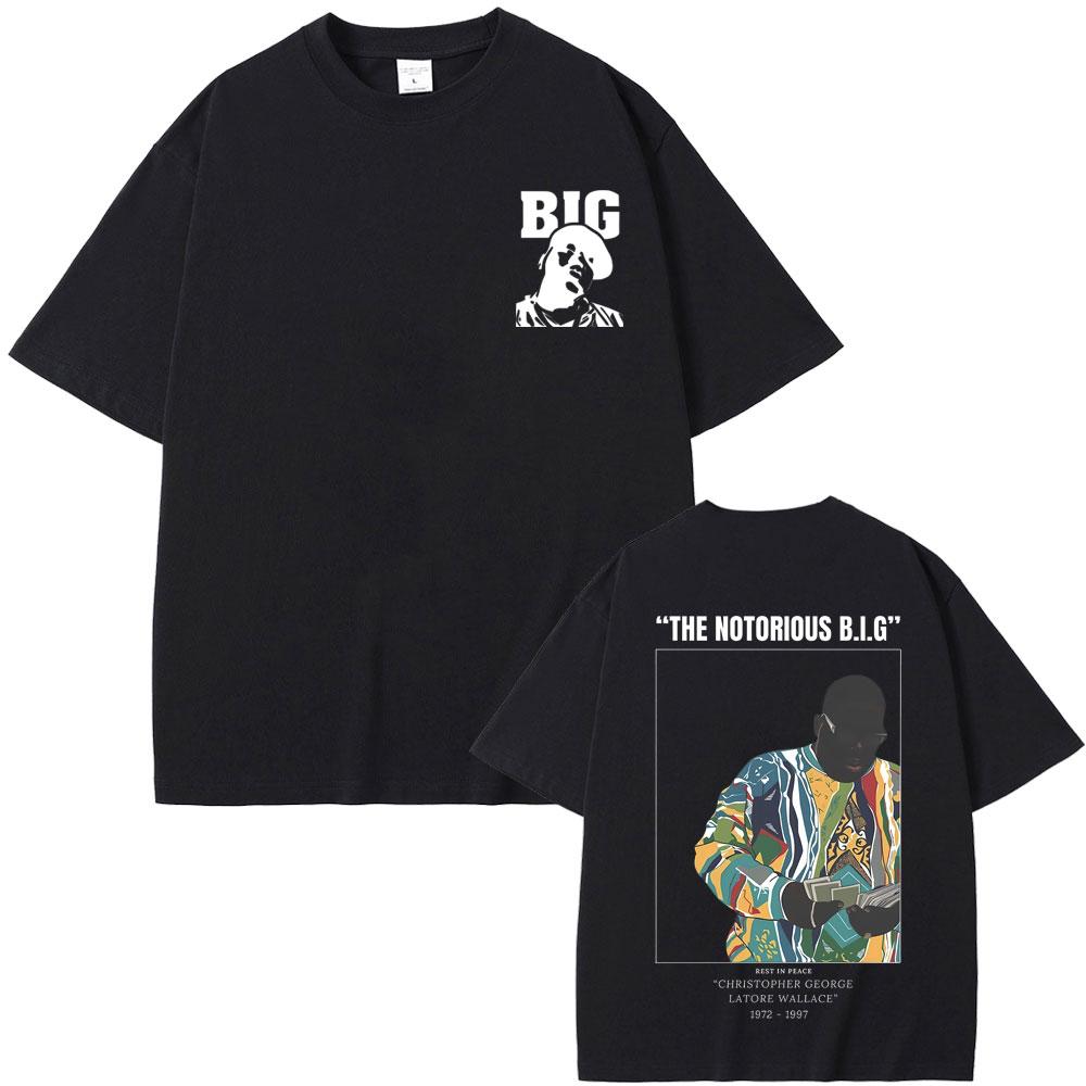 Винтажная футболка The Notorious Big Футболка с графикой Бигги Смолза Мужская Женская Модная Хип-Хоп Футболка Мужская Хлопковая Футболка Оверсайз