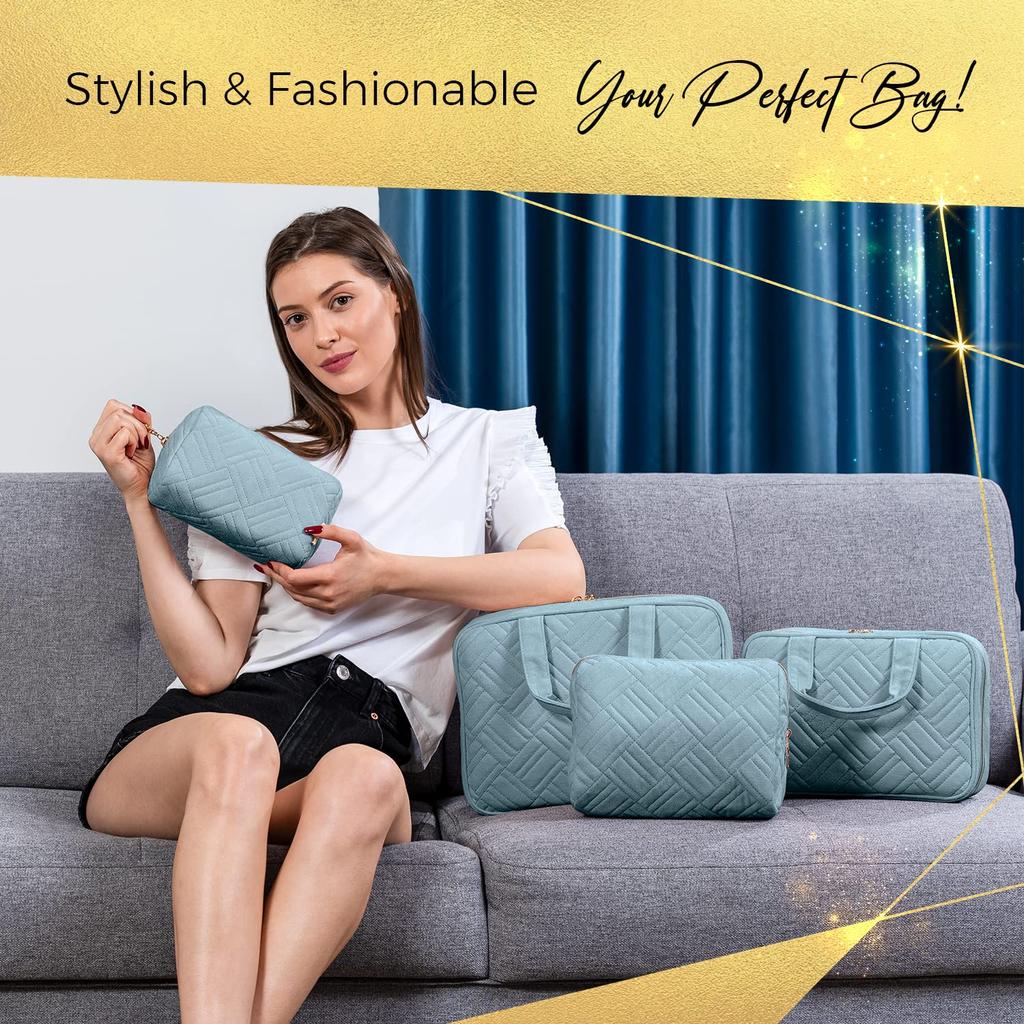 BOACAY Small Makeup Travel Cosmetic Pouch for Women and Zippered Toiletry Organizer for Cute Mini Case for Accessories and Brushes Bag, Kids, Purse,