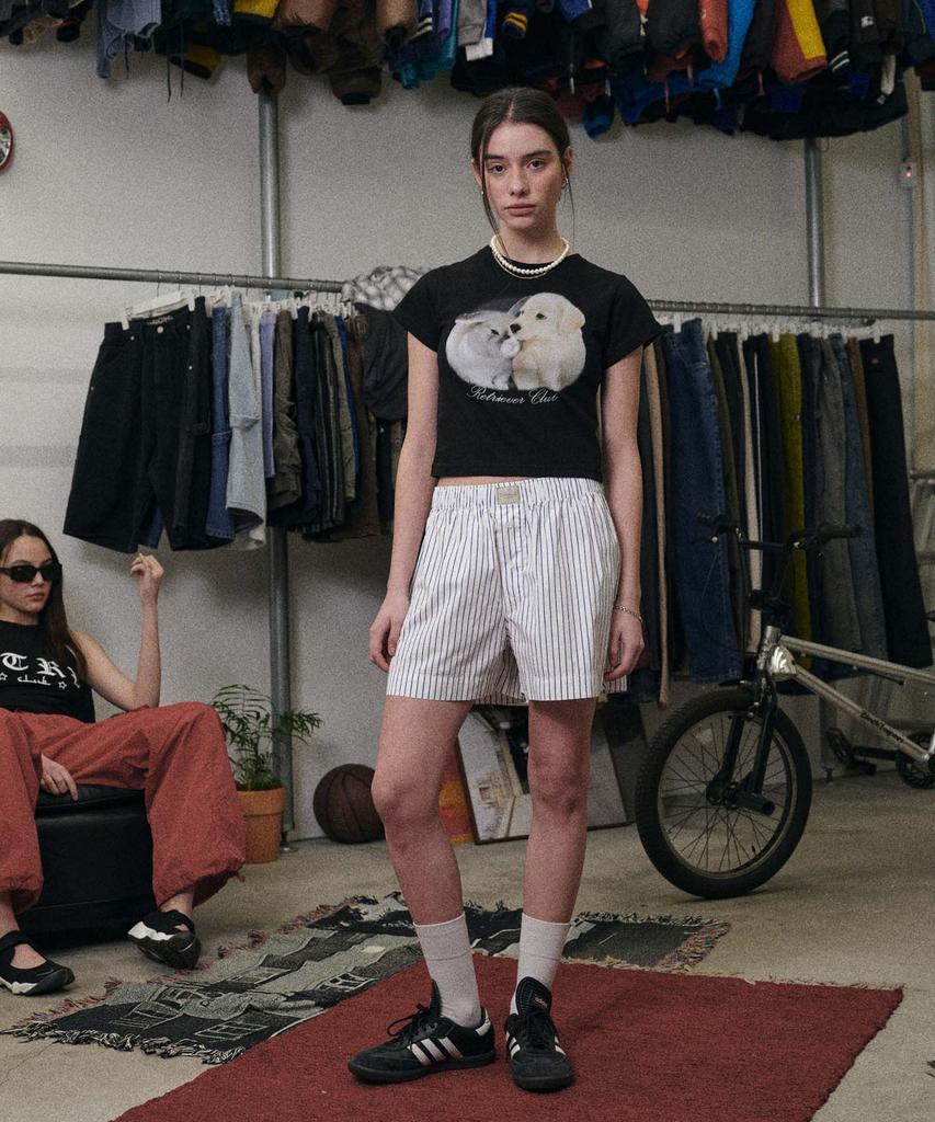 RETRIEVER CLUB Puppy N Rabbit Crop Tee [Black]