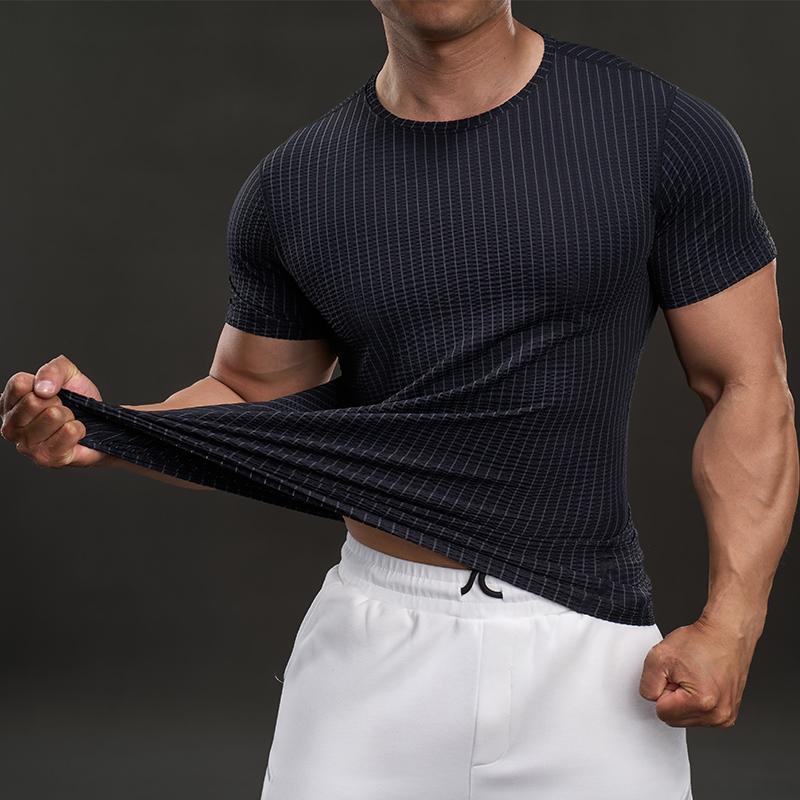 Casual High Street Quick-drying Short-sleeved T-shirts Fashionable Sports Slim Elastic Fitness Outdoor T-shirts