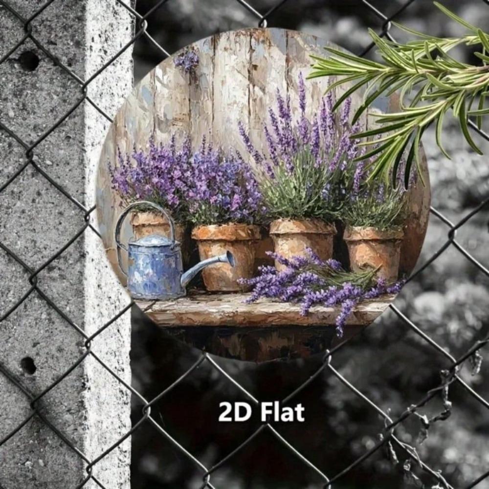 Vintage Round Metal Lavender Painting - Retro Aluminum Wall Art Sign for Home Bar Garage