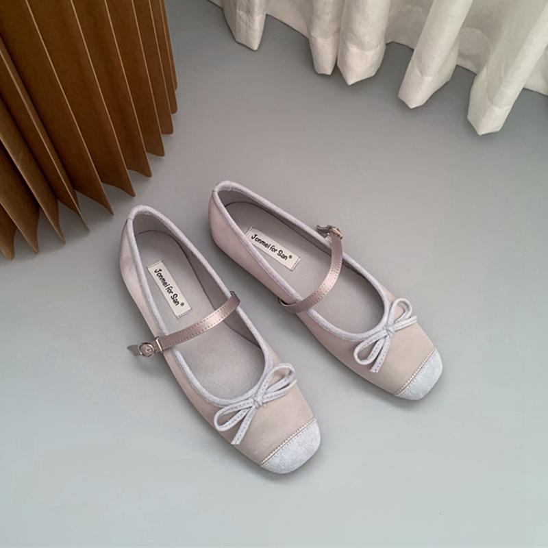 Fashion SUOJIALUN Women Flat Shoes Fashion Round Toe Shallow Slip On Ladies Soft Ladies Mary Jane Ballerinas Flat Heel Casual Ballet Sho