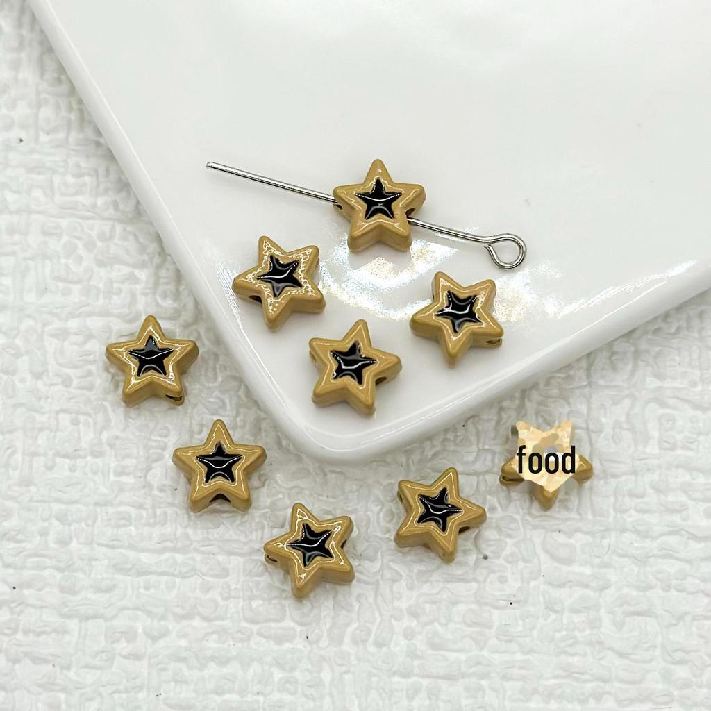 Двухцветные бусины в форме пятиконечной звезды из сплава для самостоятельного изготовления украшений и браслетов.