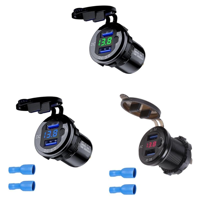 Универсальное зарядное устройство для телефона 12-24 В USB QC3.0, адаптер питания, вольтметр, зарядное устройство для мобильного телефона, GPS, планшета, для автомобиля, RV, лодки