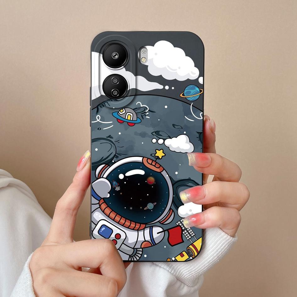 Для Xiaomi Redmi K70 Pro K70E 13C Note 13 Pro + K60 Ultra 13R задняя крышка Роскошный матовый жидкий силикон противоударный защитный бампер для астронавта