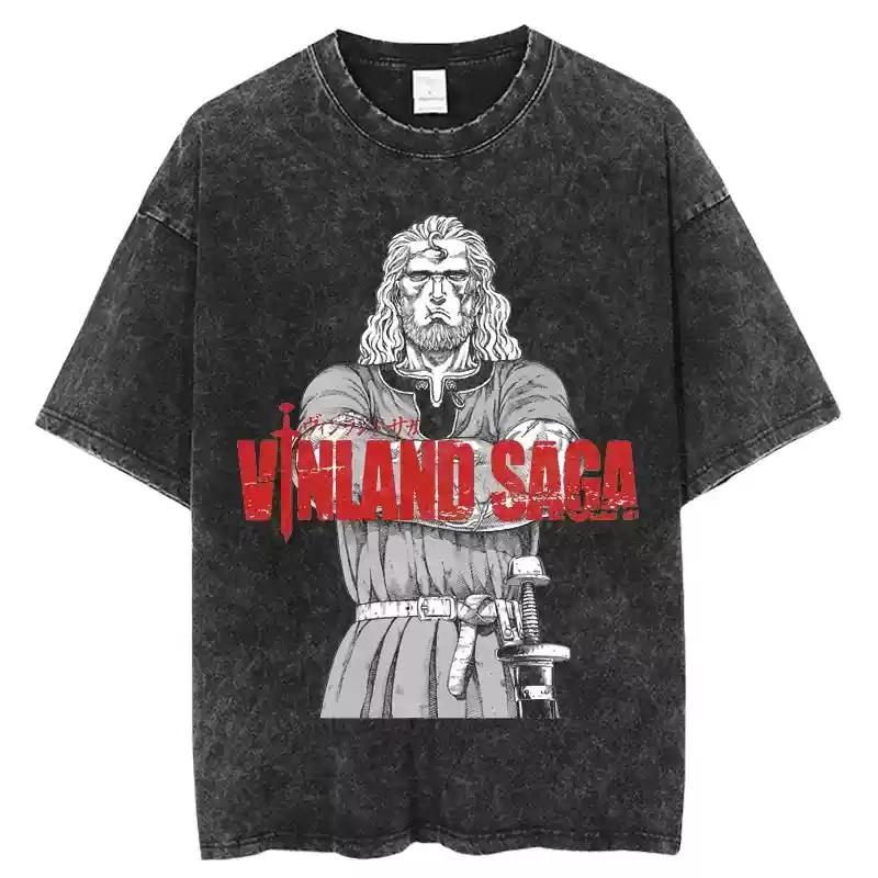 VINLAND SAGA Manga Graphic Tshirt Thorfinn T Shirt Mens Clothing Short Sleeve Tee Cotton Harajuku Washed Oversized Tshirt