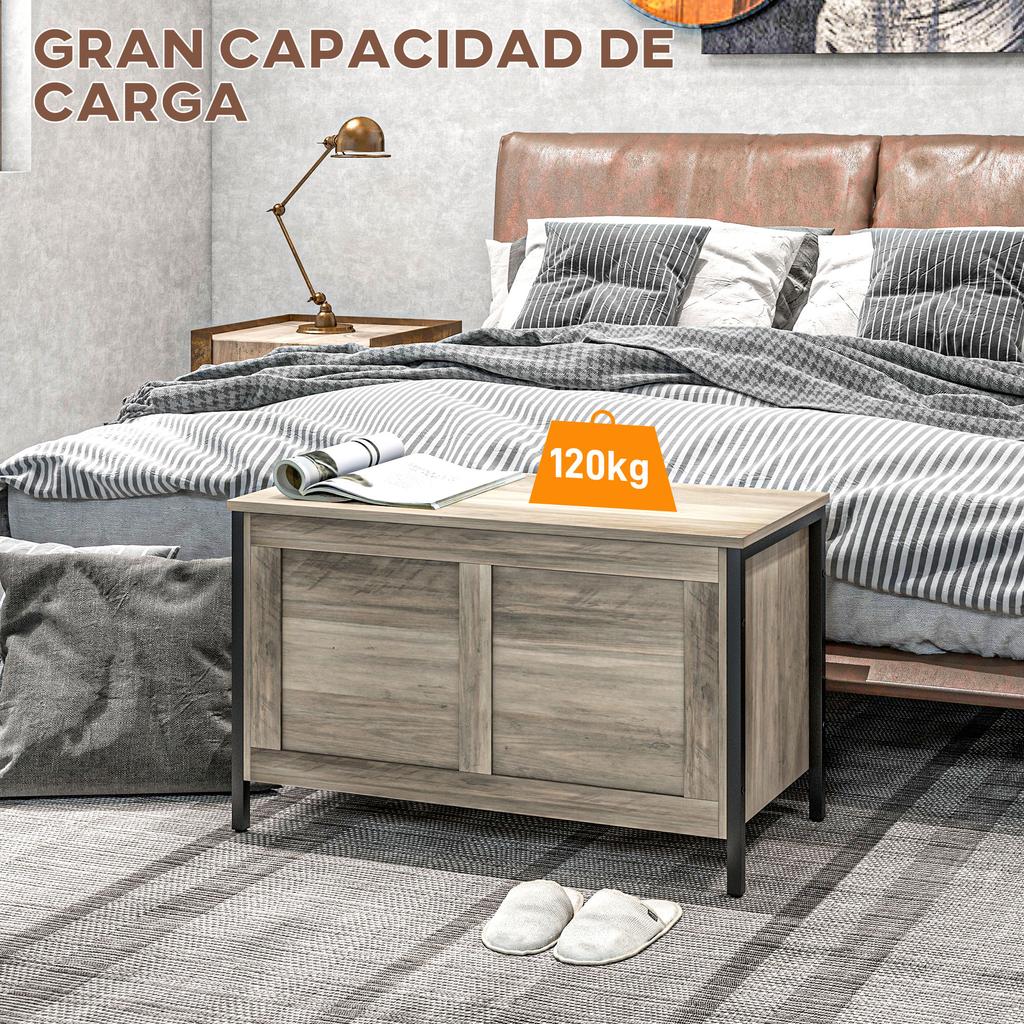 Storage Chest For Bedroom 95 L With Lid Storage Bench With Safety Hinge 80x40x50 Cm Grayish
