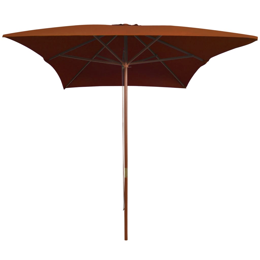 Wooden Mast Sun Umbrella 200 x 300 cm Terracotta