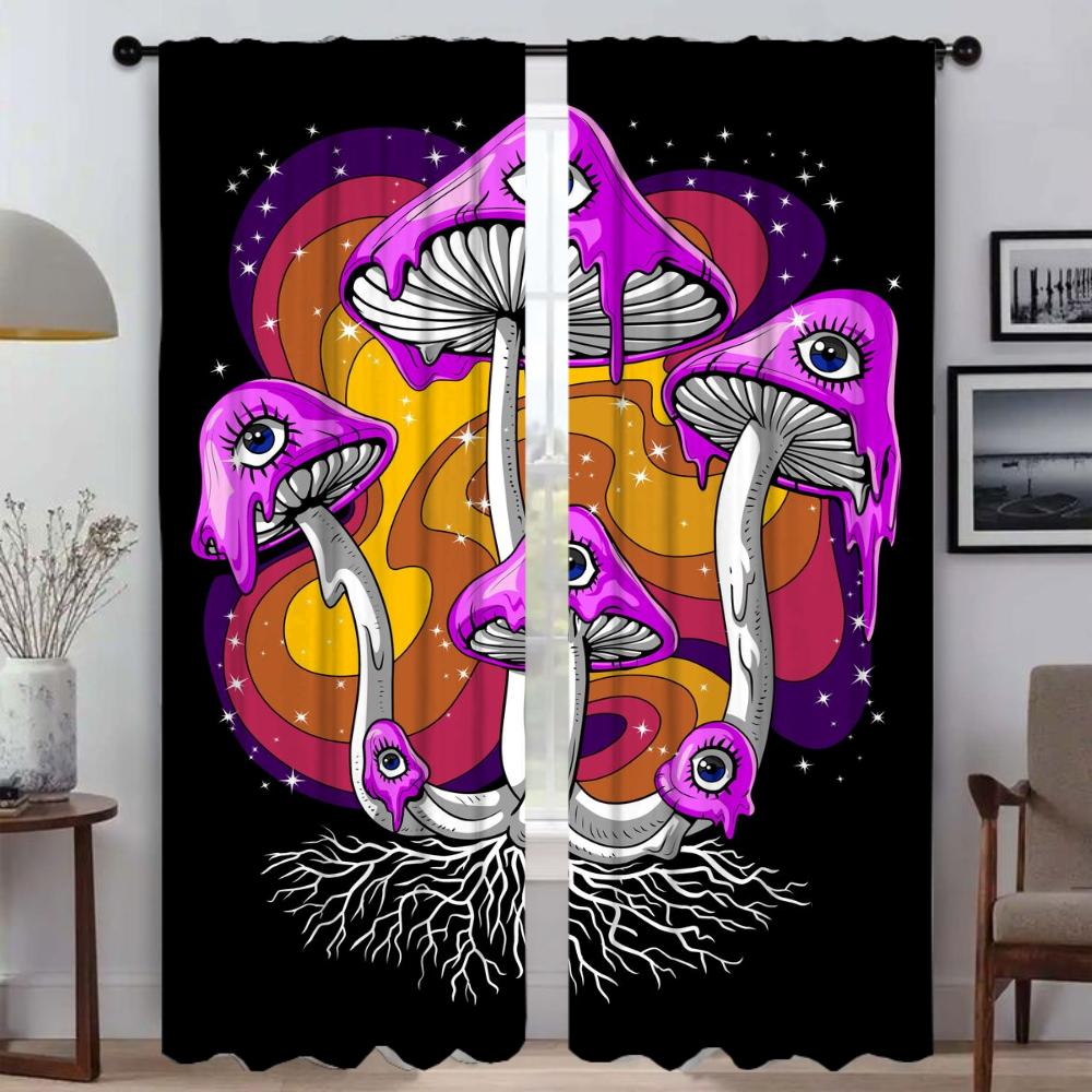 Абстрактные Грибные Узоры Домашний Интерьер Шторы 2 Части Современные Шторы Для Гостиной Для Камеры Жалюзи Затемняющие Шторы Шторы