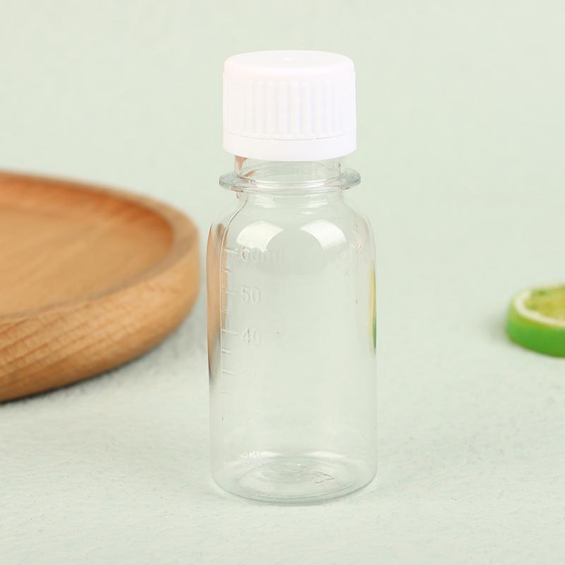 5Pcs 60Ml Small Plastic Bottles Ginger Shot Bottles With Caps Mini Juice Bottles Reusable Liquid Bottle Container Leak Proof
