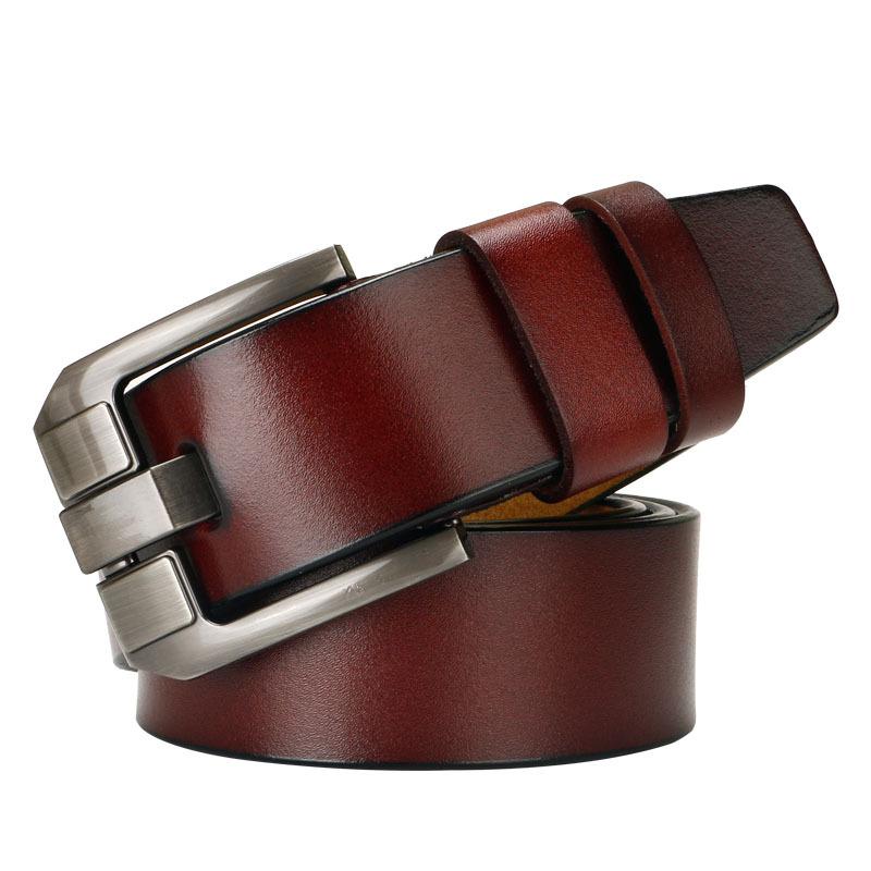 Мужской желтый ремень с пряжкой-пином из коровьей кожи Цельная ретро коровья кожа Японская пряжка Желтая коровья кожа Корейский универсальный ремень