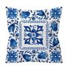 Watercolor Blue Pillowcase Geometry Ethnic Floral Print  Cushion Cover Modern Boho Decor Livingroom Sofa Pillowcase 45*45cm