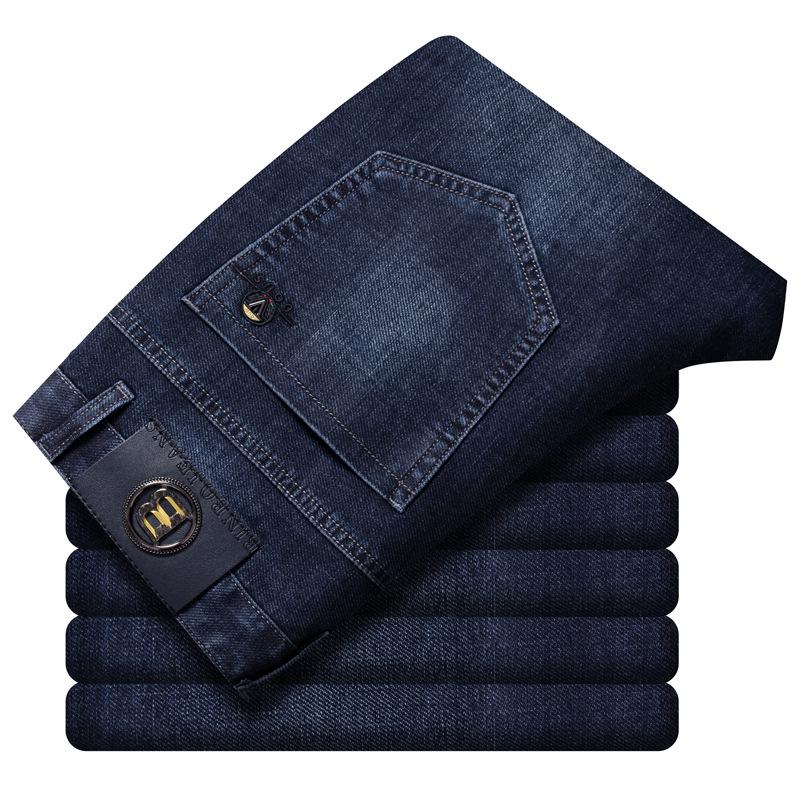 Мужские узкие прямые эластичные джинсы — мягкие, дышащие, всесезонные деловые повседневные брюки