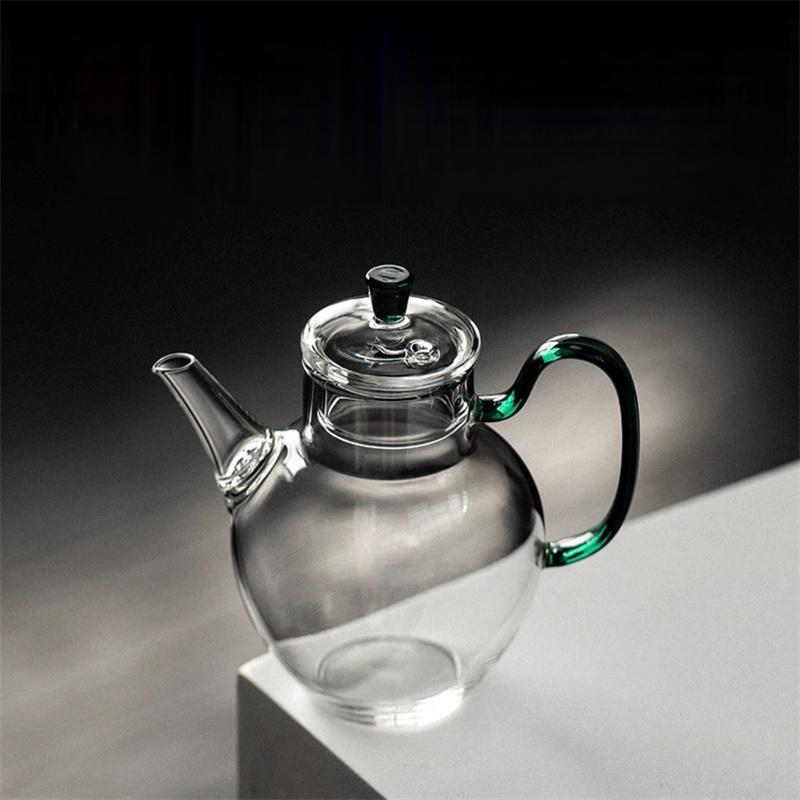 Чайник из боросиликатного стекла 210 мл, термостойкий, чайная утварь, набор для заваривания чая в стиле кунг-фу с фруктами и цветами