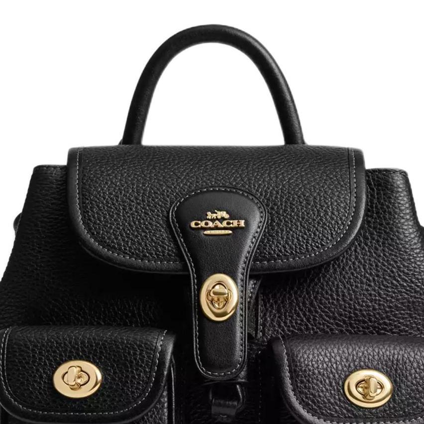 Coach Рюкзак Hadley 23 с логотипом из гладкой кожи, средний, женский, черный CBH09-IMBLK