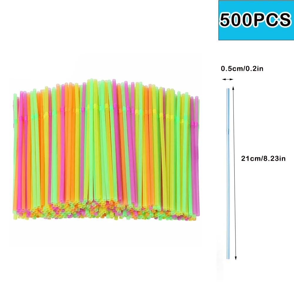 100-10000PC Disposable Colored Plastic Flexible Straws,Hawaiian Straw For Drinking Cocktail wedding,birthday Party,beach,supplie
