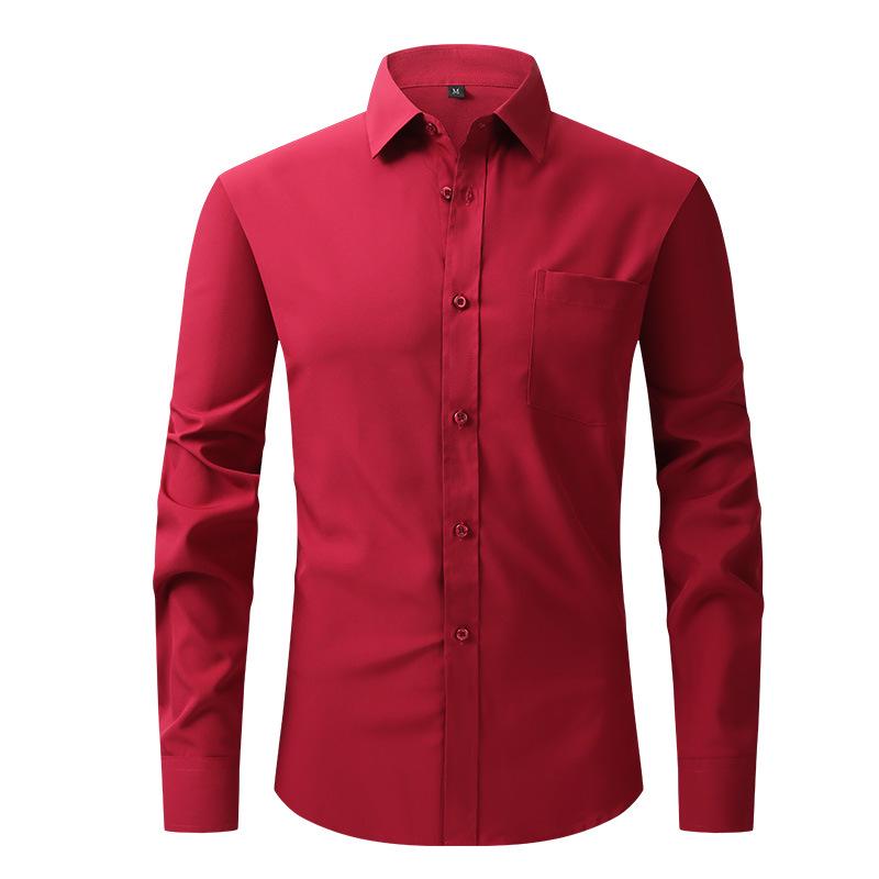 Мужская рубашка в стиле business casual с длинным рукавом, четырехсторонней эластичностью и немнущейся тканью