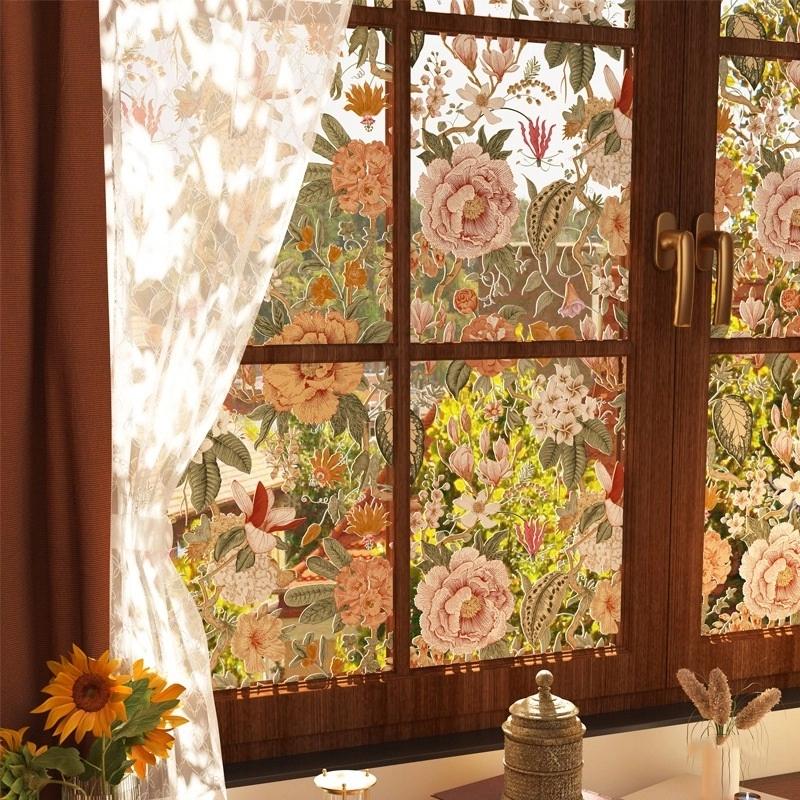 Французская винтажная клейкая пленка для стекла для двери ванной комнаты и окна туалета, статическая пленка матовая, для конфиденциальности, светофильтрующая, непрозрачная