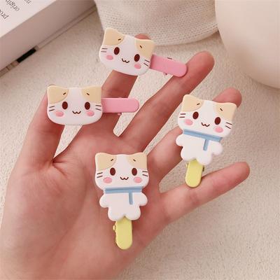 Корейские новые 2 шт. мультяшные заколки для волос с котятами для детей, акриловая милая маленькая кошачья заколка для волос, аксессуары для волос для девочек