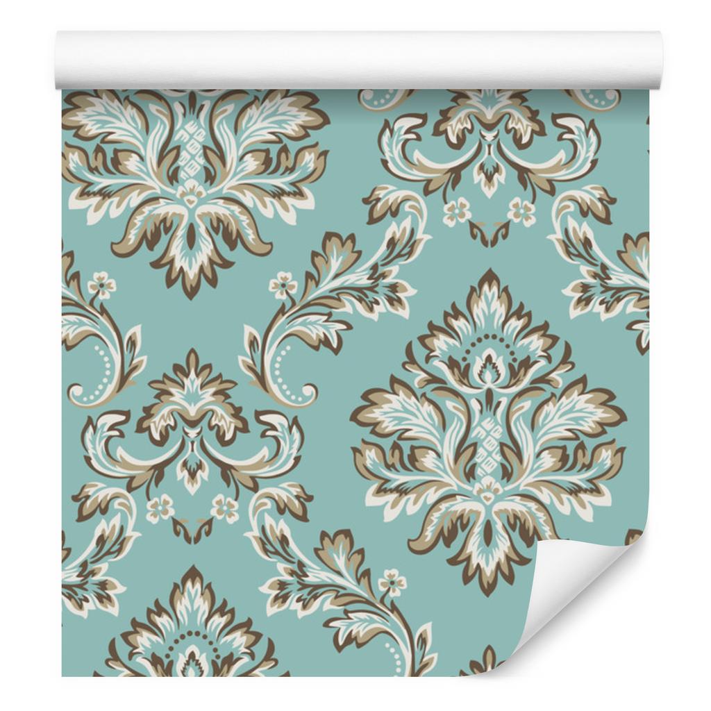 Turquoise wallpaper with baroque ornament for living room and bedroom 50x1000