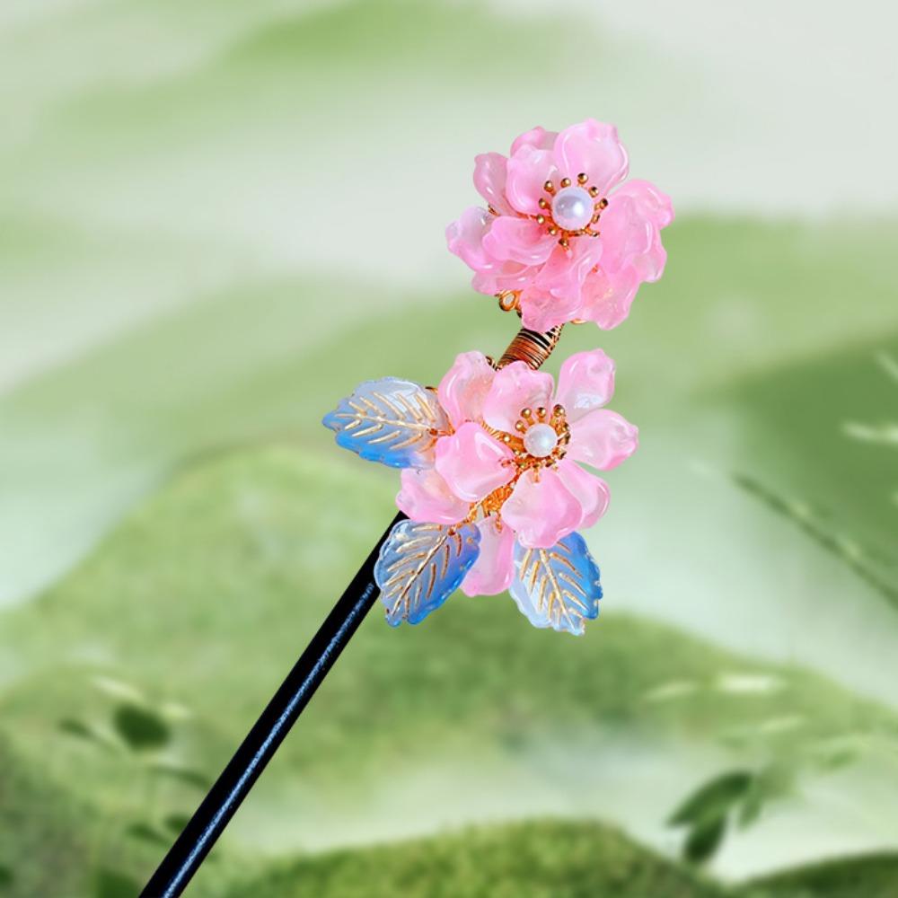 Vintage Flower Hairpin Flower Hairpin Fork Jewelry Accessories New Chinese Hair Stick  for Hanfu
