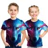 Summer Children Space Galaxy 3D T Shirt Angel Animal Lion Tiger Wolf Leopard Printed Boys Girls T-shirt Kids Fashion Tshirt Tops