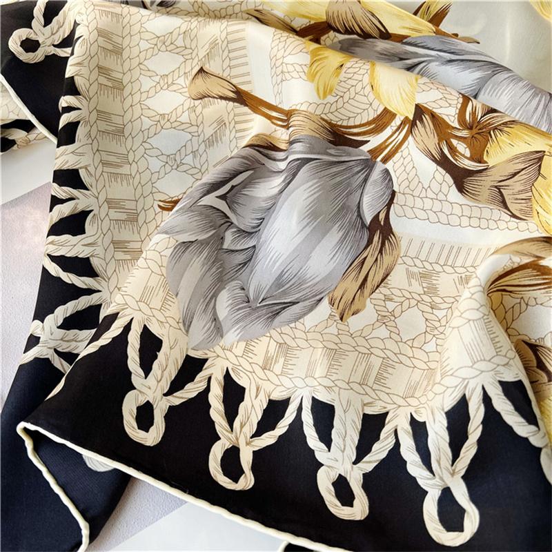 110*110 см квадратный шелковый шарф женский модный принт маленький шейный платок офисный женский пояс для волос носовой платок женский платок шаль шарф