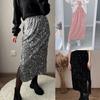 Autumn and Winter Solid Color Velvet Sequins Midi Dress All-match Elegant Sexy Women Skirt