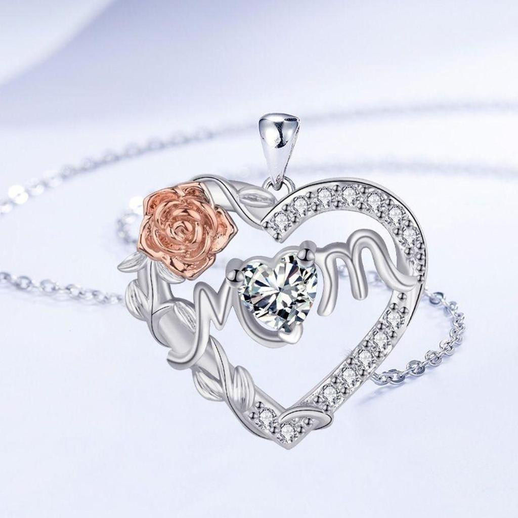 Модное колье на День матери Сердце Роза Цепочка на ключицу