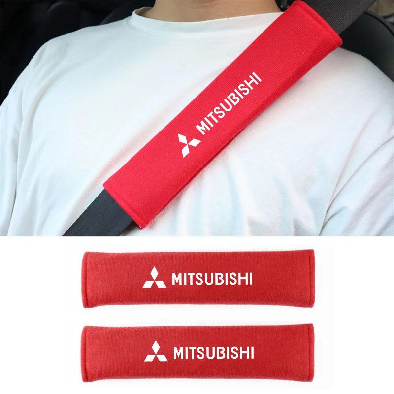 2Pcs Car Seat Belt Shoulder Protector Cover for Mitsubishi outlander Mirage Eclipse Pajero ASX Lancer EVO Styling Accessories