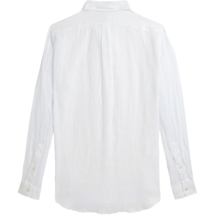 Polo Ralph Lauren FW24 Вышитый логотип Принт Однотонная Льняная Рубашка с Длинным Рукавом Мужские рубашки Белый MNPOWOV16824146-100