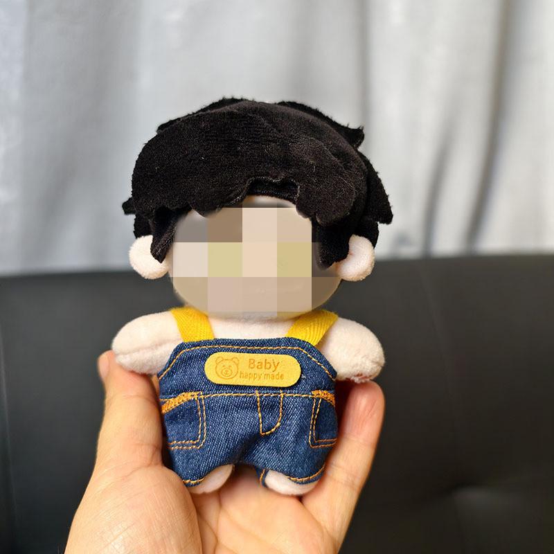 [Cloth Only] 16cm Plush Doll Clothes Set, Circle Smiling Face Shirt Overalls Series Set Dress Up.