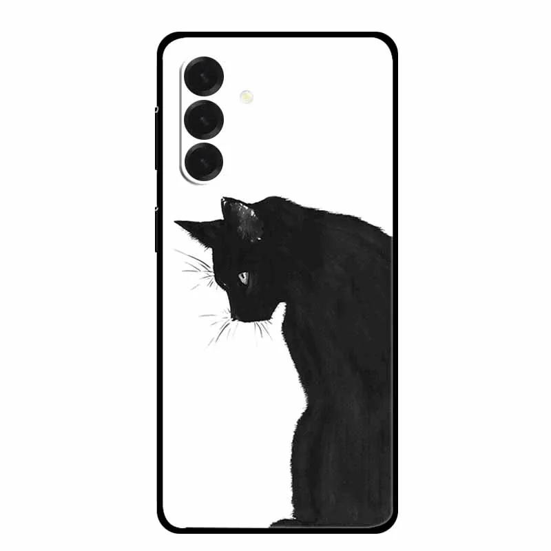 For Samsung Galaxy A17 5G Lion Cat Case Soft Silicone Cover for Galaxy A17 5G TPU Cases Shockproof Black Cover a17 Animal Bumper