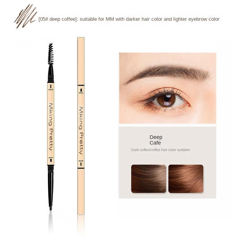 Small Gold Bar Double-Ended Eyebrow Pencil | Ultra-Fine Waterproof Triangle Tip | Long-Lasting & Smudge-Proof Natural Look