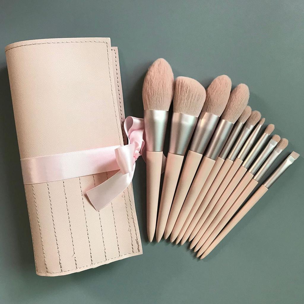 11pcs Good Quality Custom Makeup Brushes Organizer Bag Makeup Bag with Brush Holder pink Makeup Brush Set with case