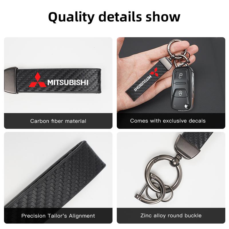 Carbon Fiber Leather Keyrings Car Keychain Accessories For Mitsubishi Ralliart Outlander Jinxuan Lancer Ex Galant Attrage Pajero