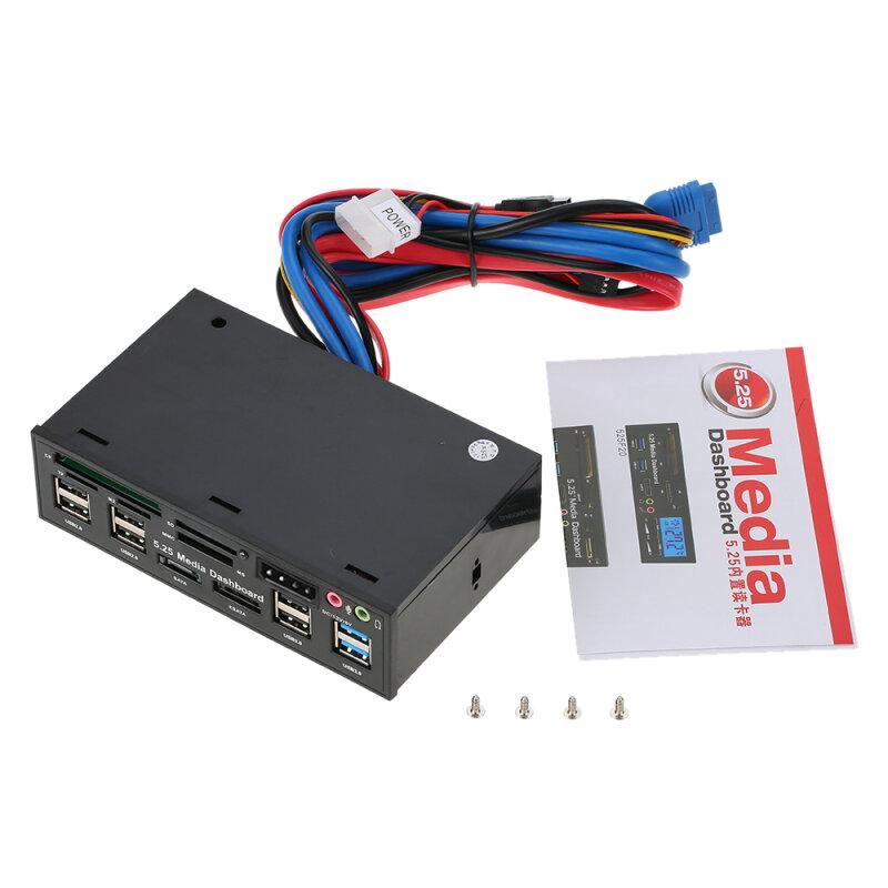 GSE Multi-Function USB 3.0 Hub eSATA SATA Port Internal Card Reader PC Dashboard Media Front Panel Audio for SD MS CF TF M2 MMC Memory Cards Fits